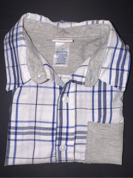 Nannette Kids Other - Kids Blue and White Plaid Button-Up Shirt by Nannette Kids (size 4)